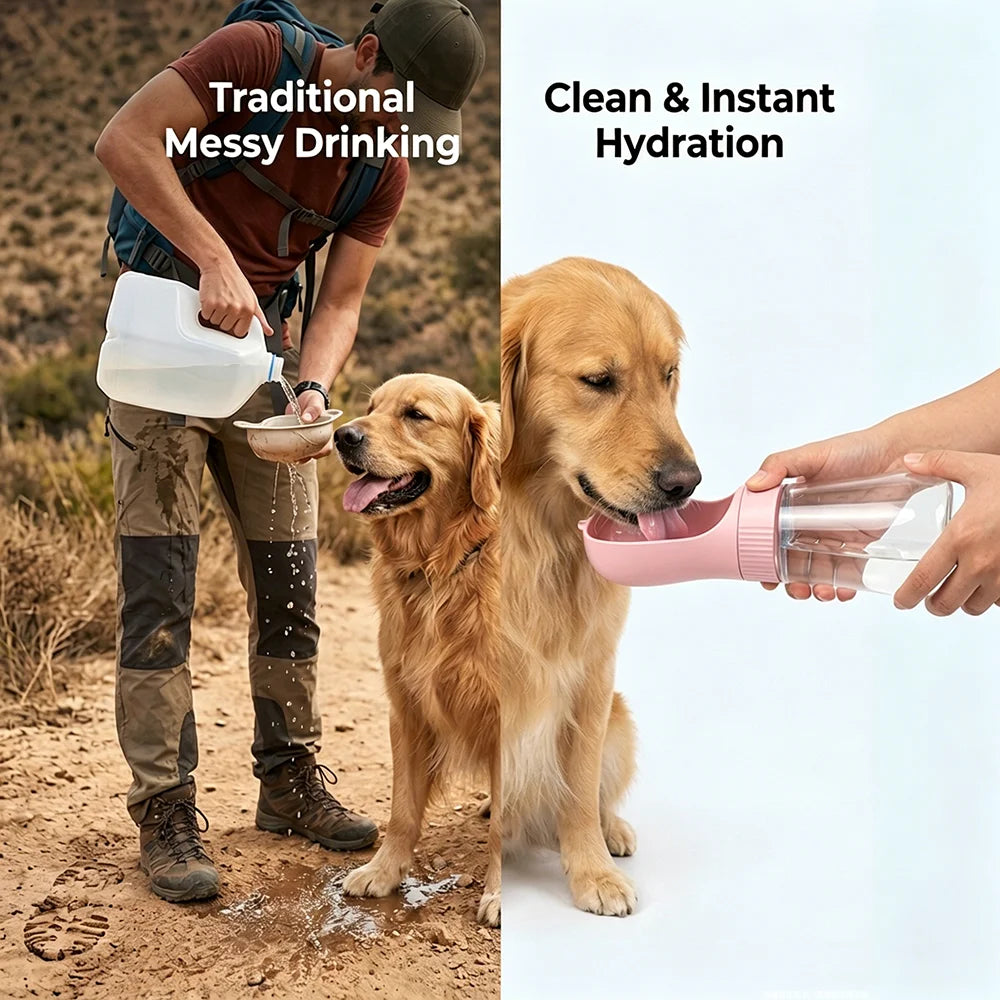 2 in 1 Dog Water Bottle Portable Water Dispenser with Food Container for Small Large Dogs Cats Golden Retriever Feeding Supplies