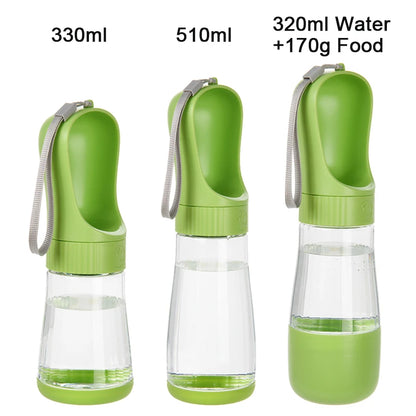 2 in 1 Dog Water Bottle Portable Water Dispenser with Food Container for Small Large Dogs Cats Golden Retriever Feeding Supplies
