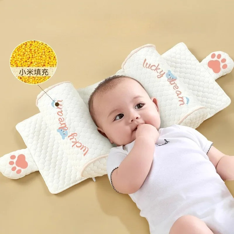 Infant Pillow - Millet Pillow for Babies 0-6+ Months Prevents Flat Head Syndrome Newborn Polyester-Cotton Sleep Pillow