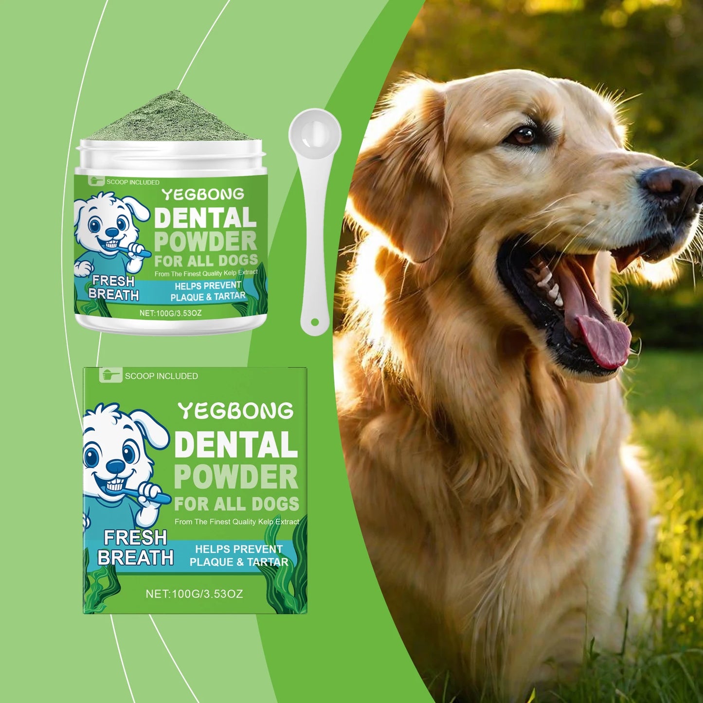 Yegbong Dog-Specific Teeth Cleaning Powder – Freshens Breath, Prevents Oral Diseases,Non-Irritating, Suitable for Sensitive Gums