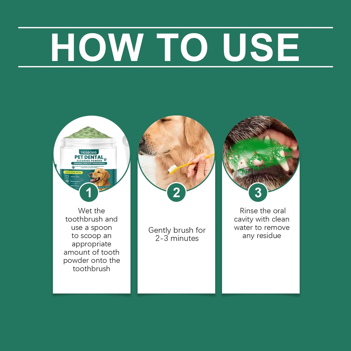 Dog Teeth Cleaning Powder Gentle Remove Tartar Plaque Calculus Freshen Breath Strengthen Protect Gum Health Pet Oral Care Powder