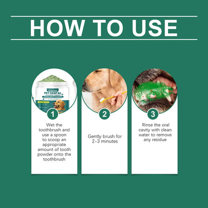 Dog Teeth Cleaning Powder Gentle Remove Tartar Plaque Calculus Freshen Breath Strengthen Protect Gum Health Pet Oral Care Powder