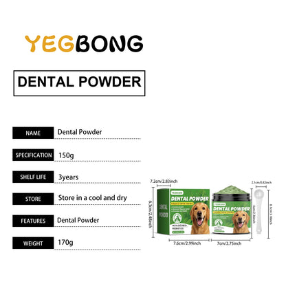 Yegbong 150g Dog Teeth Cleaning Powder - Gentle Dental Care for Pets - Removes Tartar, Stains & Bad Breath - Whitens Teeth