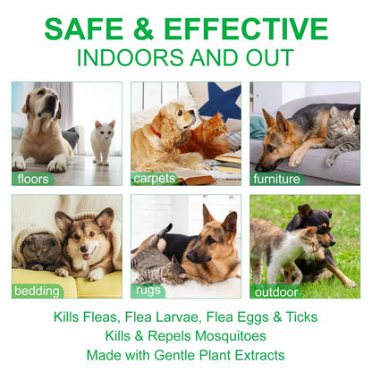 100ml Natural Pet Care Topical Flea&Tick Spray for Dogs&Cats with Fresh Fragrance Peppermint Oil and Eugenol